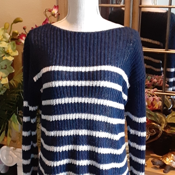 LRL LAUREN JEANS CO Linen Blend Loose Weave Pullover Size Medium - Picture 8 of 10